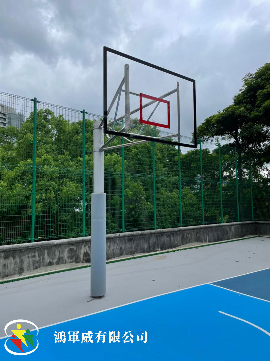 單柱固定式籃球架-不銹鋼-壓克力籃板